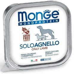 MONGE MONOPROTEICO  DOG SOLO AGNELLO PATÈ 150 GR CIBO UMIDO