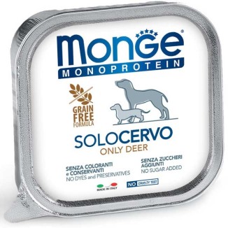 MONGE MONOPROTEICO  DOG SOLO CERVO PATÈ 150 GR CIBO UMIDO