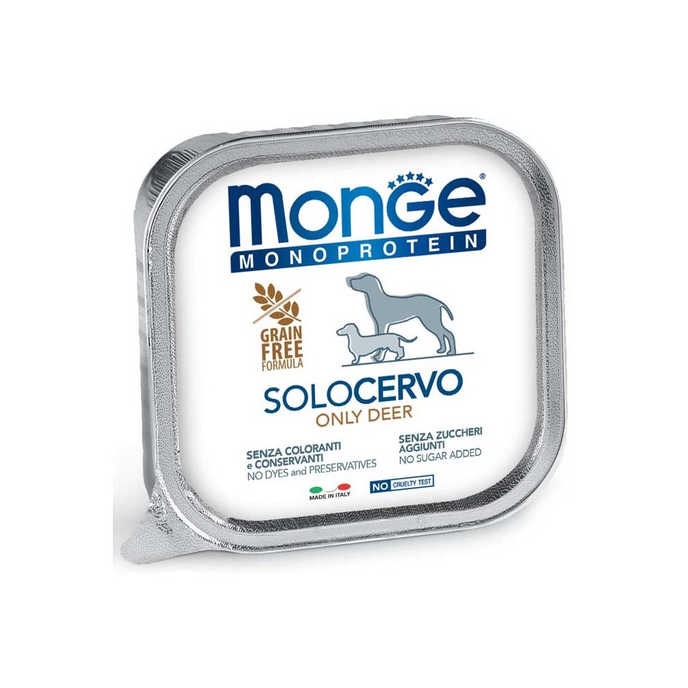 MONGE MONOPROTEICO  DOG SOLO CERVO PATÈ 150 GR CIBO UMIDO