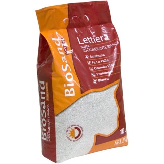 Biosand Lettiera per Gatti Super Agglomerante Bianca Profumata al Borotalco - 10 Litri
