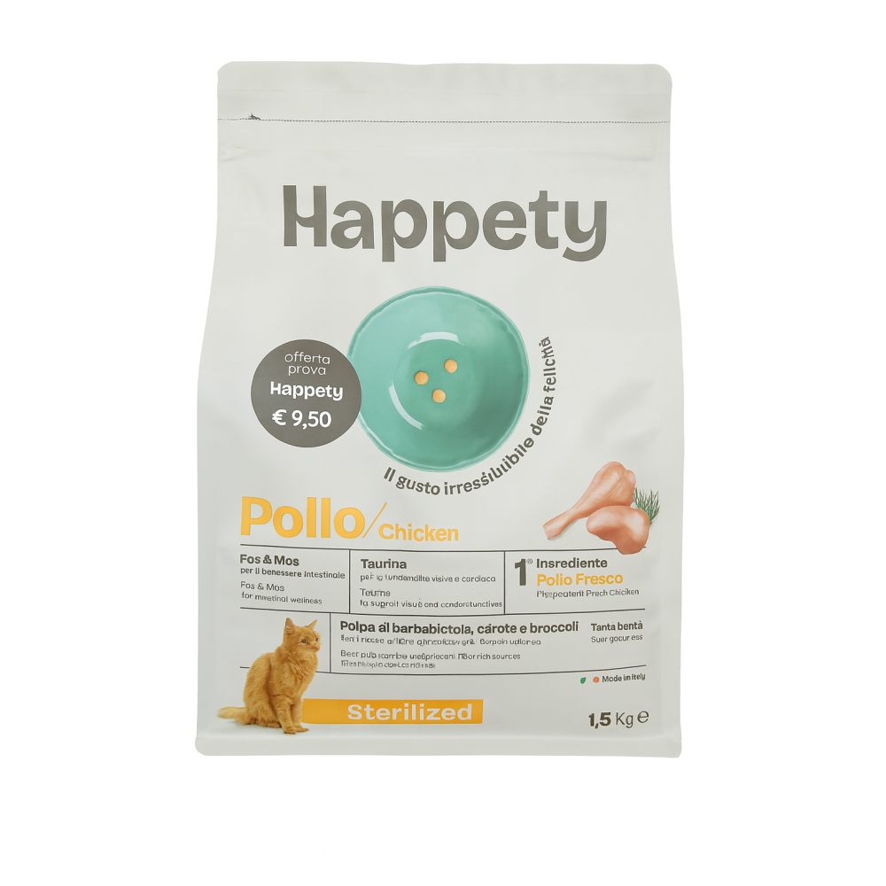 HAPPETY CROCCHETTE GATTO STERILIZZATO POLLO 1.5 kg