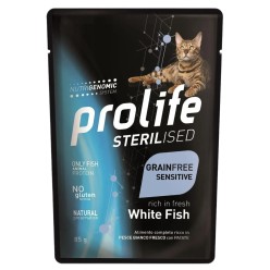 Prolife gatto sterilised adult grainfree sensitive pesce bianco 85 gr cibo umido