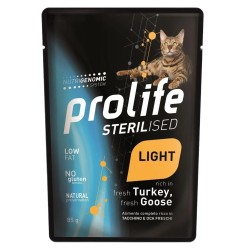 Prolife gatto sterilised adult light grainfree sensitive tacchino e oca  85 gr  cibo umido