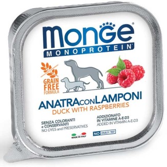 MONGE DOG SOLO ANATRA CON LAMPONI 150 GR CIBO UMIDO