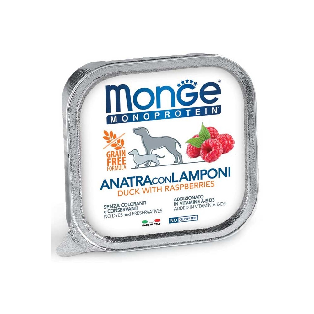 MONGE DOG SOLO ANATRA CON LAMPONI 150 GR CIBO UMIDO