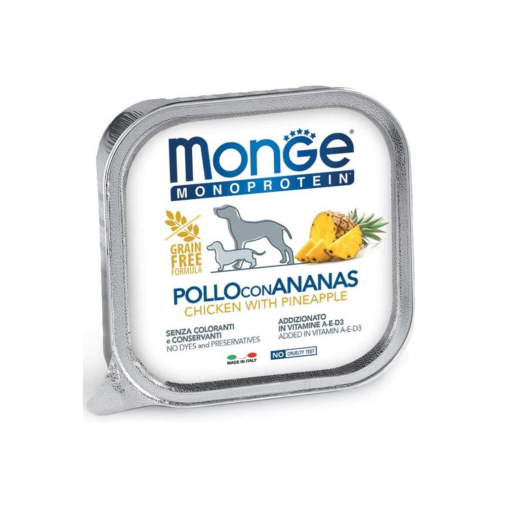 Monge Dog Solo Pollo Con Anans 150 Gr Cibo Umido