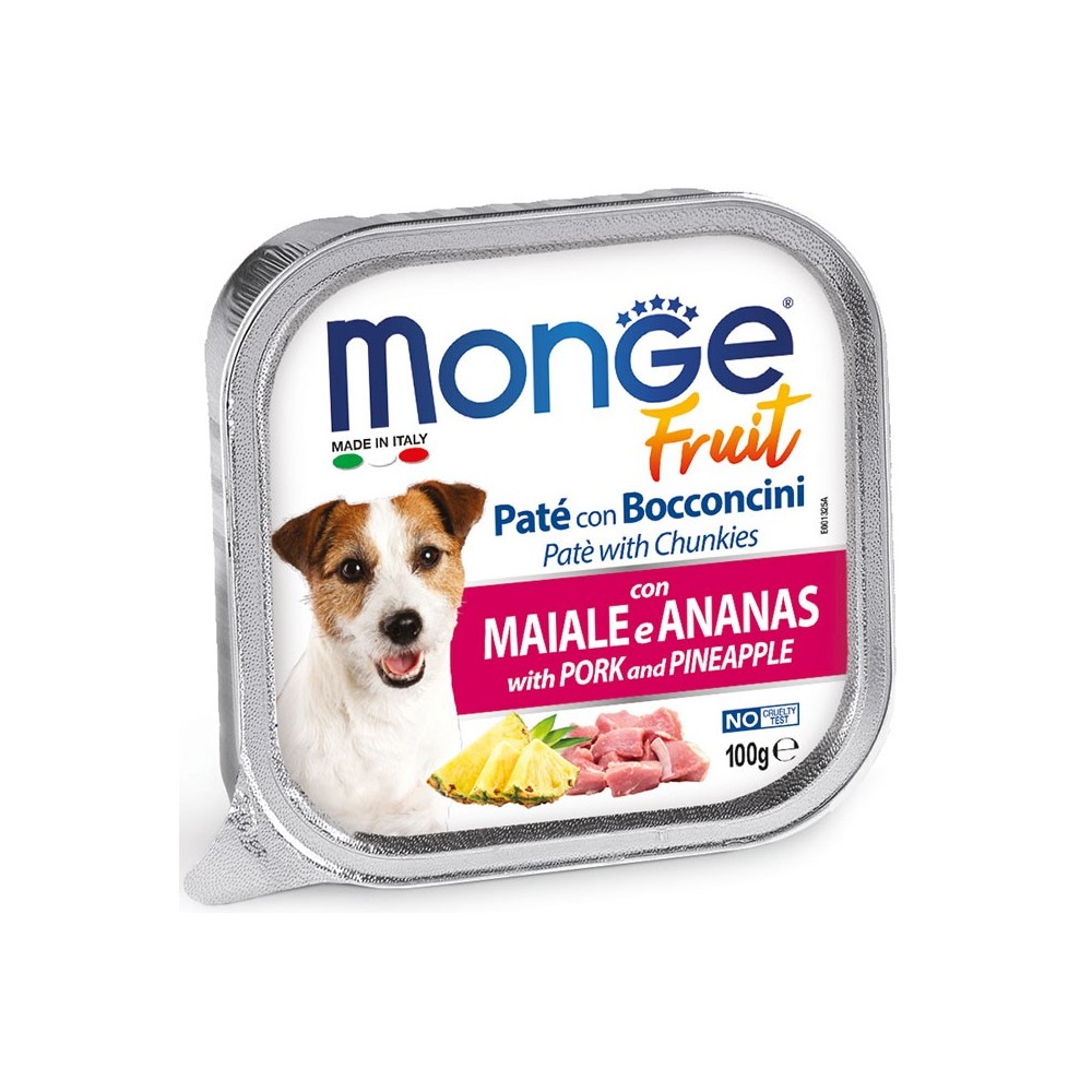 Monge Fruit  patè con bocconcini Maiale/Ananas cibo umido