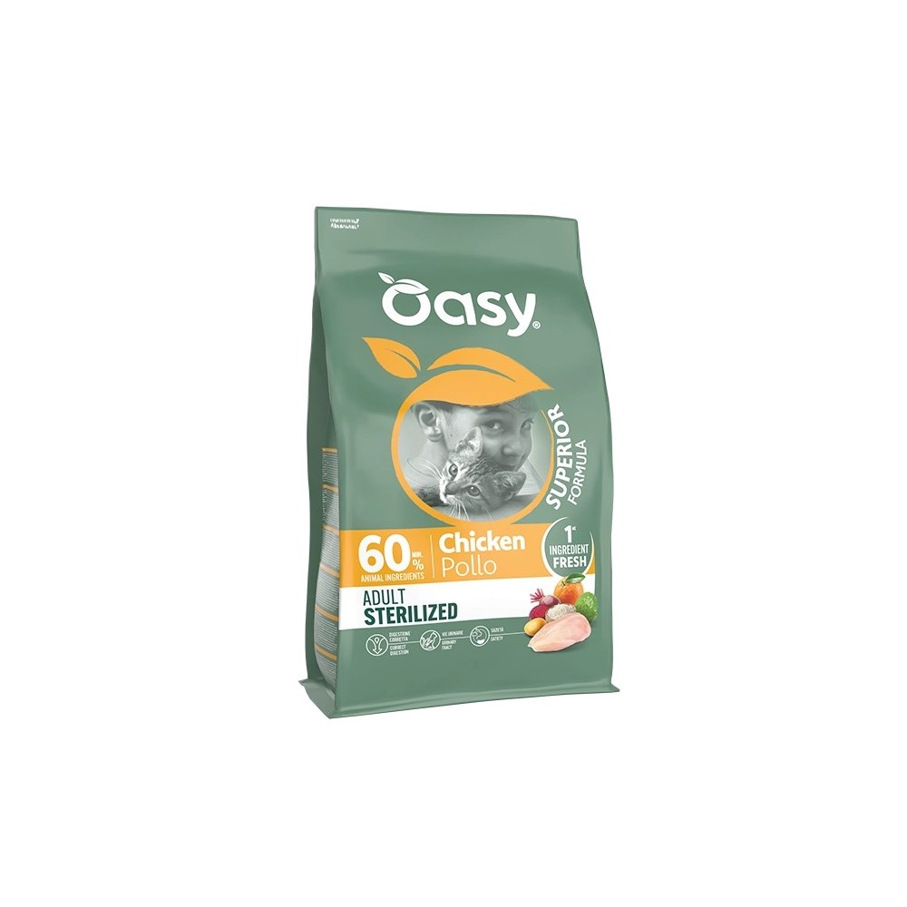 Oasy  crocchette gatto Gatto Sterilised Pollo 1.5 Kg