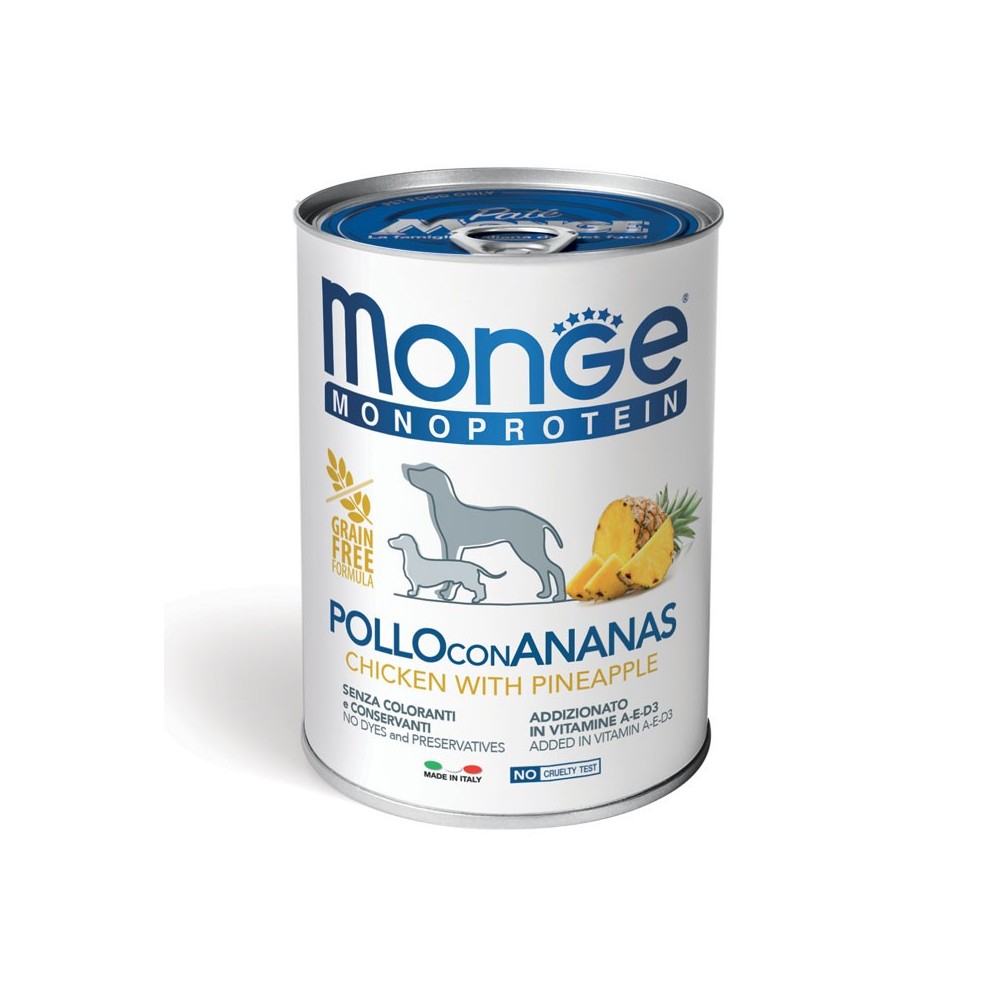 MONGE DOG SOLO POLLO CON ANANS 400 GR CIBO UMIDO