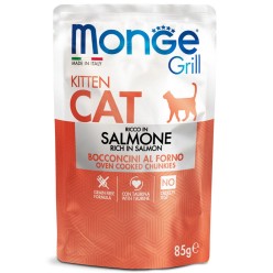 Monge Grill Bocconcini in Jelly – Ricco in Salmone – Kitten 85 Gr cibo umido