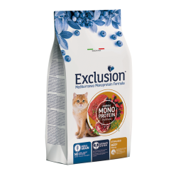 EXCLUSION  MEDITERRANEO  MONO NOBLE GRAIN  CROCCHETE GATTO  STERILIZZATO  MANZO 1.5KG