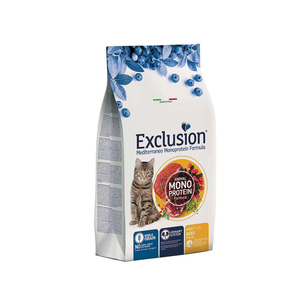 EXCLUSION MEDITERRAO MONO NOBLE GRAIN  CROCCHETTE GATTO  ADULT MANZO  1,5 KG