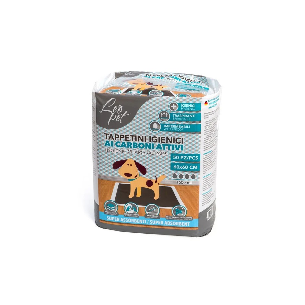 LEO PET TAPPETINI ASSORBENTI 60X60 CON CARBONI ATTIVI 50 PZ