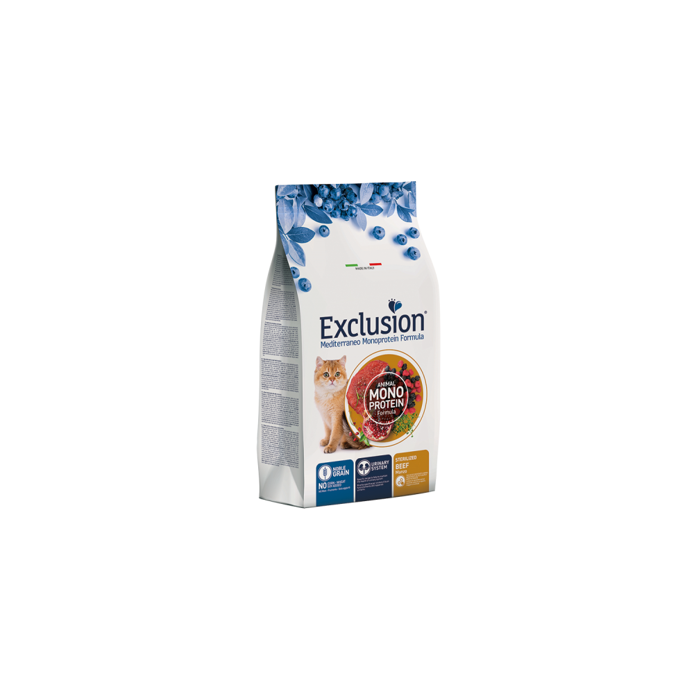 EXCLUSION CROCCHETTE GATTO STERILIZZATO MANZO 12 KG