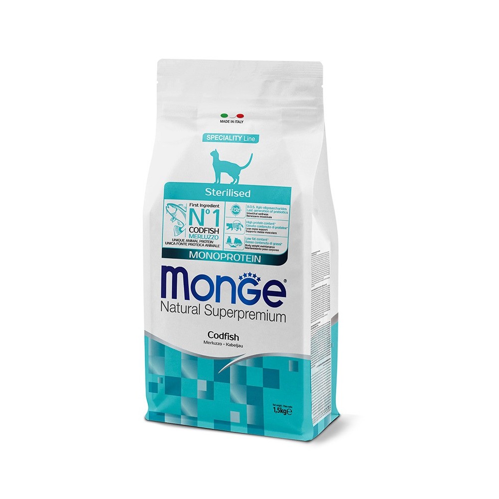 MONGE CAT STERILISED MERLUZZO 1.5 KG CROCCHETTE GATTO