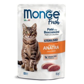 MONGE FRESH PATÈ CON BOCCONCINI CAT STERILIZED ANATRA 85GR UMIDO