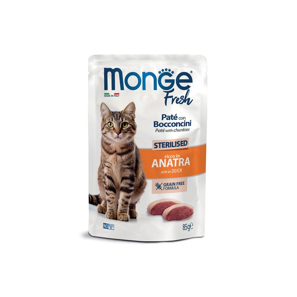 MONGE FRESH PATÈ CON BOCCONCINI CAT STERILIZED ANATRA 85GR UMIDO