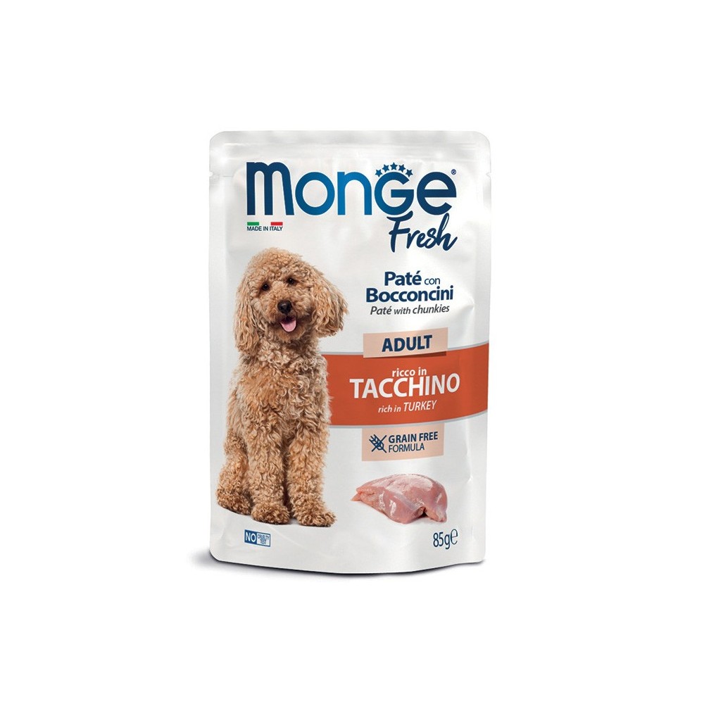 MONGE FRESH DOG PATÉ CON BOCCONCINI ADULT TACCHINO 85G CIBO UMIDO