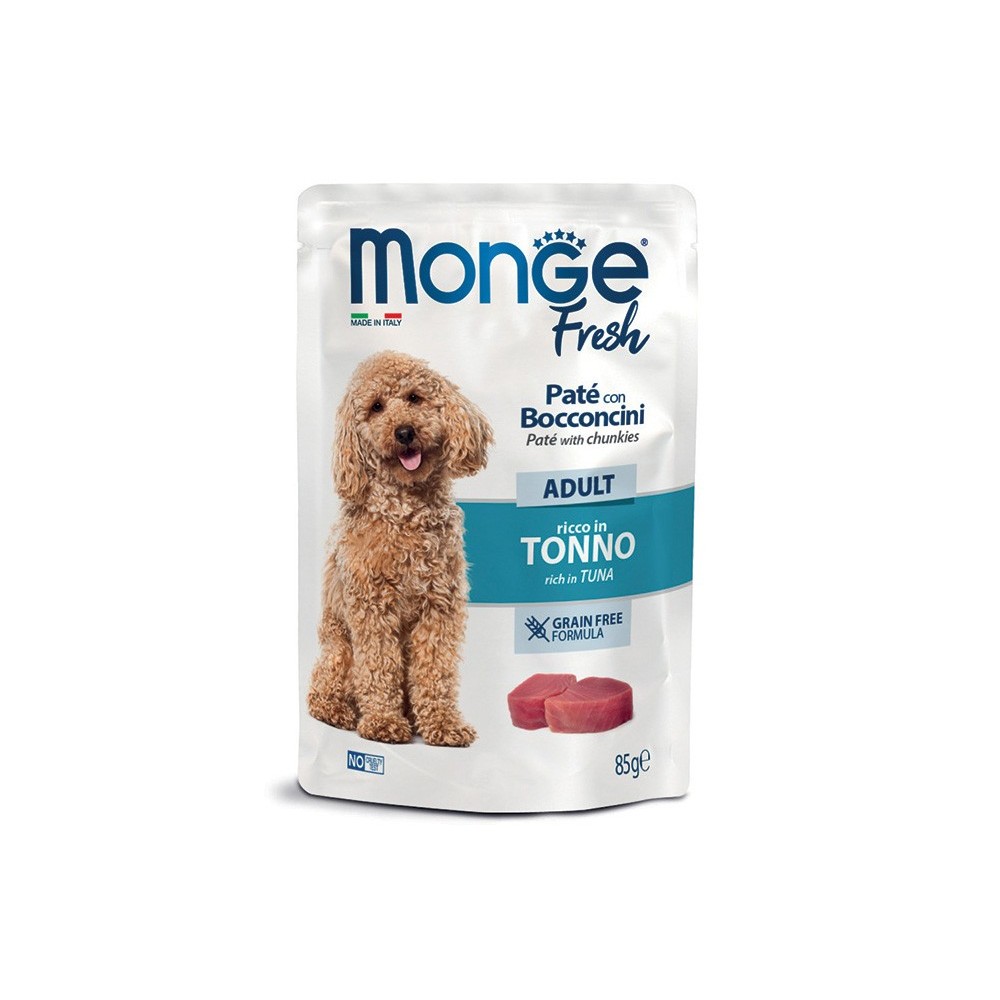 MONGE FRESH DOG  PATÉ CON BOCCONCINI ADULT TONNO 85G CIBO UMIDO