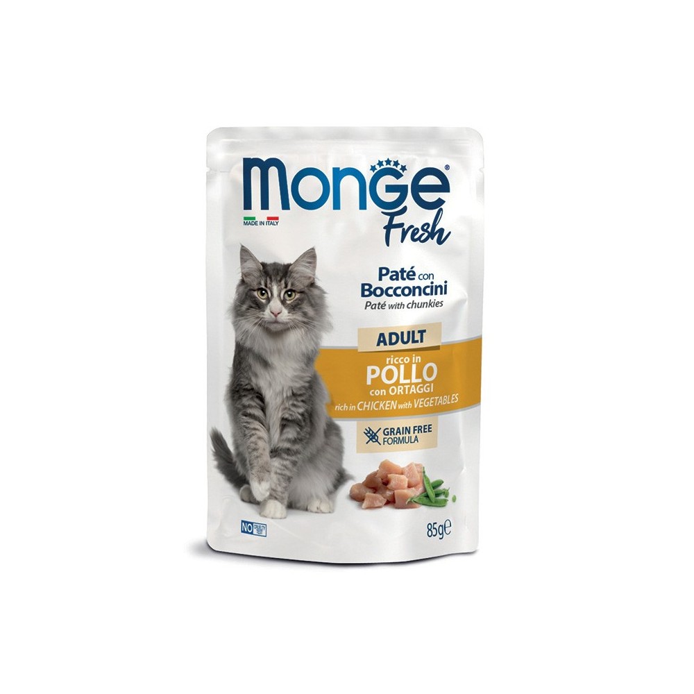 MONGE FRESH PATÈ CON BOCCONCINI CAT POLLO 85GR CIBO UMIDO