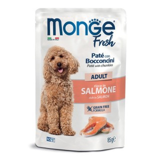 MONGE FRESH  DOG PATÉ CON BOCCONCINI ADULT SALMONE 85G CIBO UMIDO