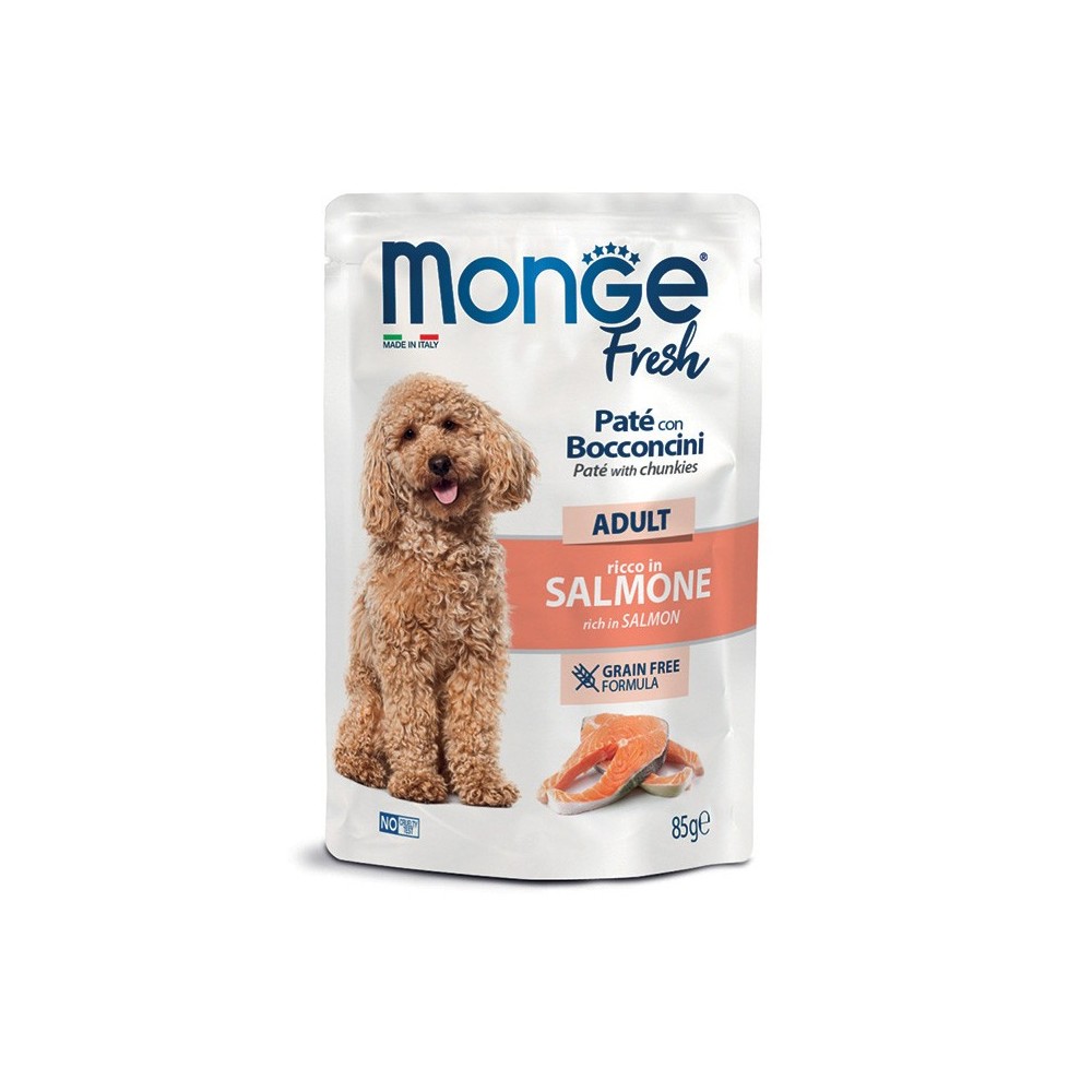 MONGE FRESH  DOG PATÉ CON BOCCONCINI ADULT SALMONE 85G CIBO UMIDO