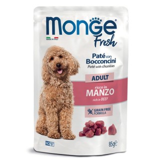 MONGE FRESH DOG  BUSTE DOG ADULT MANZO 85G CIBO UMIDO