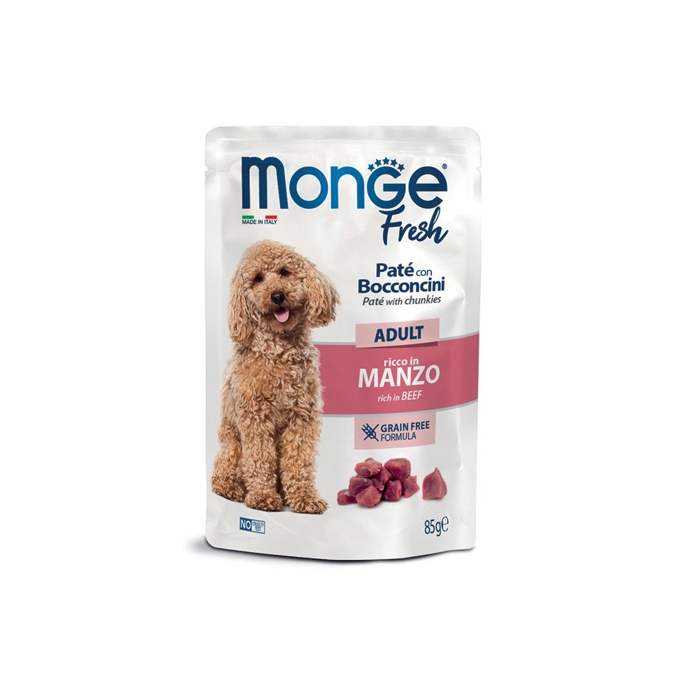 MONGE FRESH DOG  BUSTE DOG ADULT MANZO 85G CIBO UMIDO