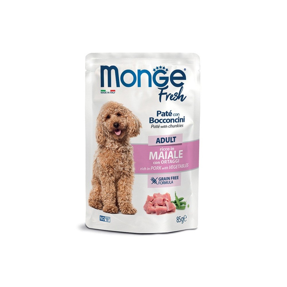 MONGE FRESH  DOG PATÉ CON BOCCONCINI ADULT MAIALE 85G  CIBO UMIDO