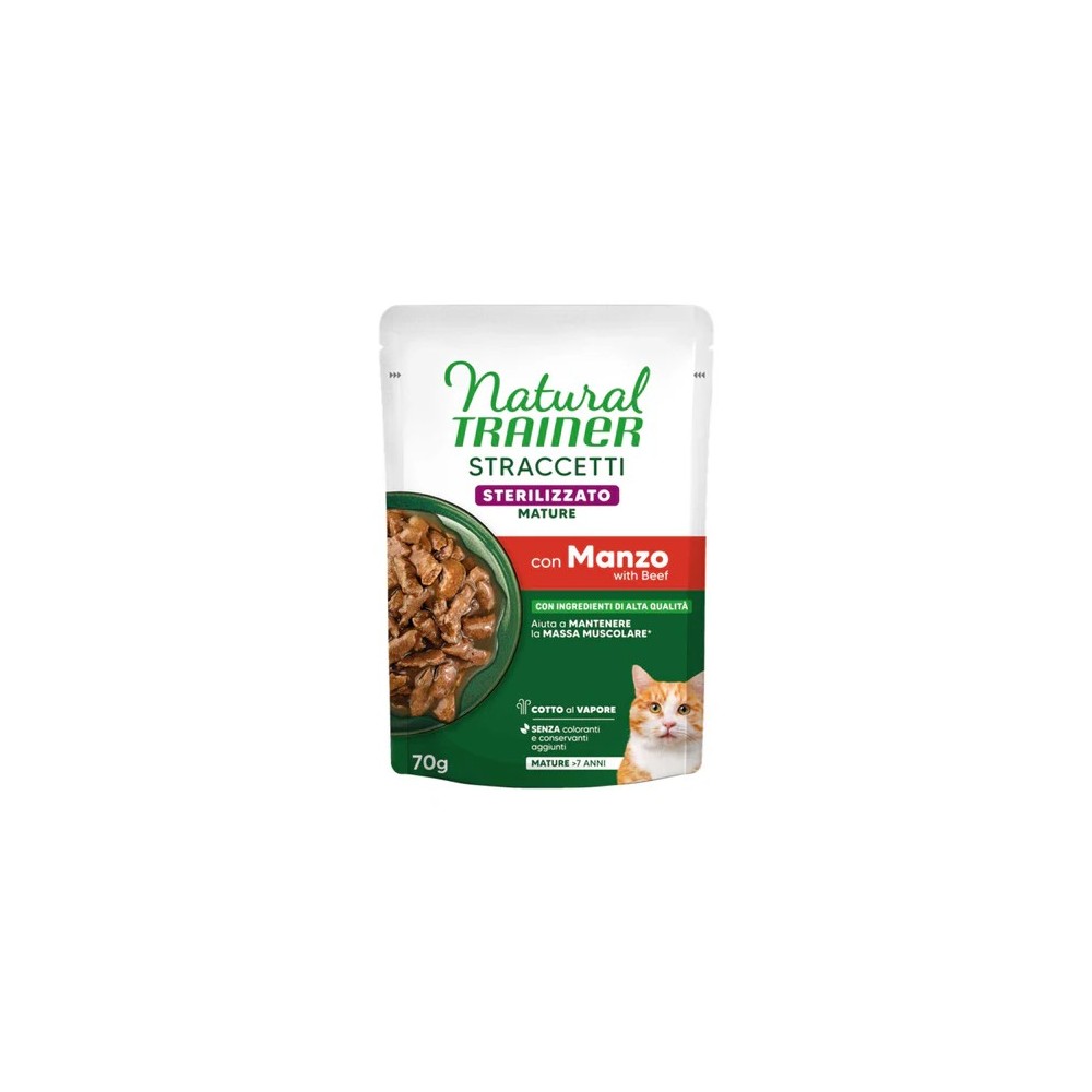Natural Trainer Straccetti Sterilised Mature Manzo 70G 5+1omaggio anche misti