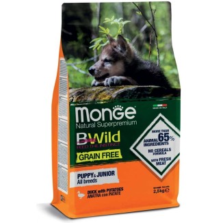 Monge Bwild  Grain free  Dog Mini Puppy Anatra e Patate 2.5 Kg crocchette cane