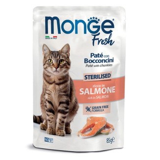 MONGE FRESH PATÈ CON BOCCONCINI CAT STERILIZED SALMONE 85GR
