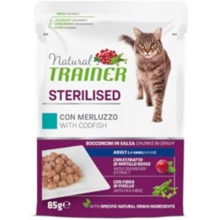 Natural Trainer gatto bocconcini  Bustine 85 Gr Sterilised merluzz