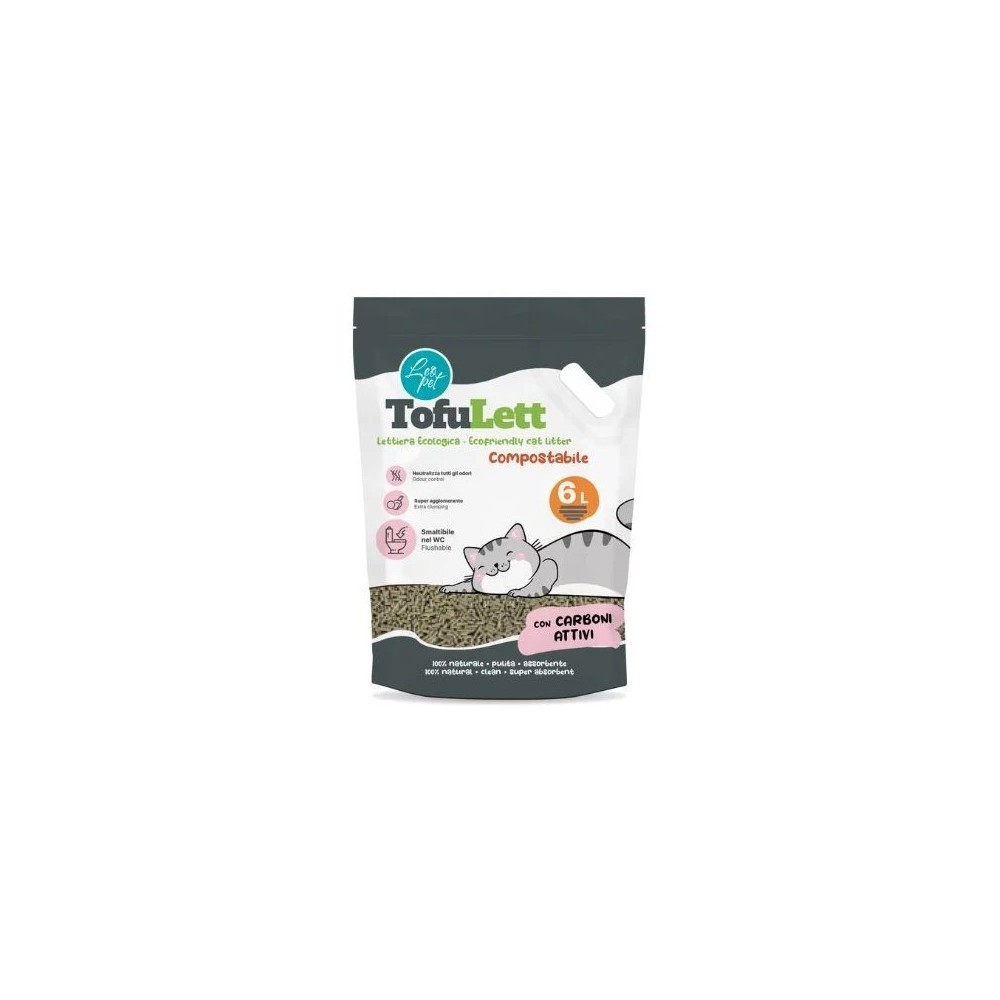 Leo Pet Tofulett Lettiera In Tofu Ai Carboni Attivi 6 Lt