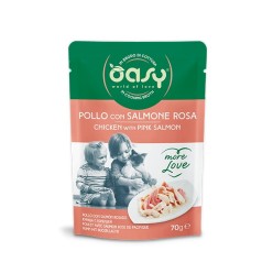 OASY MORE LOVE BUSTINA POLLO CON SALMONE CIBO UMIDO PER GATTI
