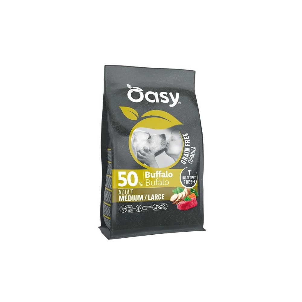 OASY GRAIN FREE PER CANI ADULT MEDIUM/LARGE BUFALO 10KG