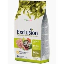 Scorta Mese: 1 Sacco cibo per cani Exclusion mantenimento Pollo Manzo Agnello Tonno a scelta 12kg + 10 Lattine mono  da 400gr