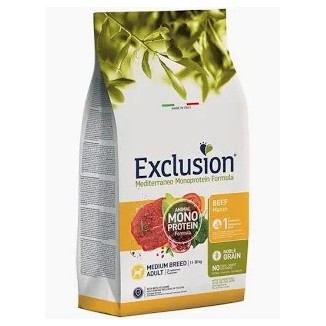 Scorta Mese: 1 Sacco cibo per cani Exclusion mantenimento Pollo Manzo Agnello Tonno a scelta 12kg + 10 Lattine mono  da 400gr