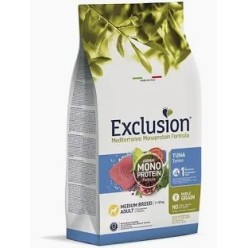 Scorta Mese: 1 Sacco cibo per cani Exclusion mantenimento Pollo Manzo Agnello Tonno a scelta 12kg + 10 Lattine mono  da 400gr