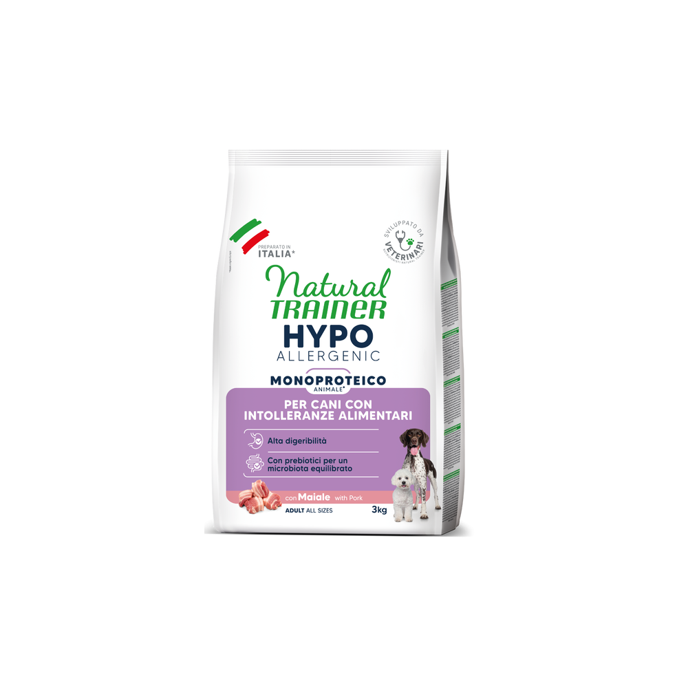 NATURAL TRAINER HYPOALLERGENIC MONOPROTEICO PER CANI ADULT ALL BREDS  MAIALE 3 KG