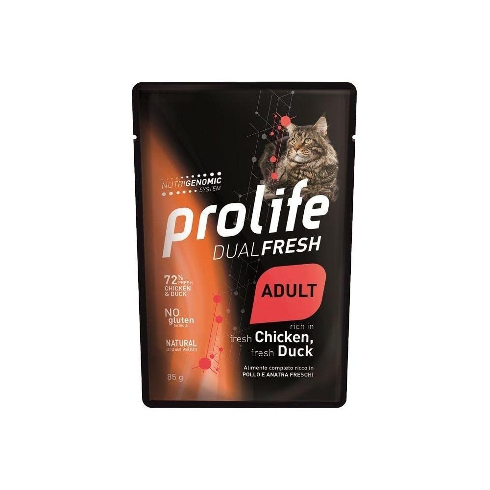 Prolife dualfresh Gatto Pollo E Anatra 85 Gr cibo umido
