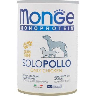 MONGE MONOPROTEICO DOG SOLO POLLO PATÈ 400GR CIBO UMIDO