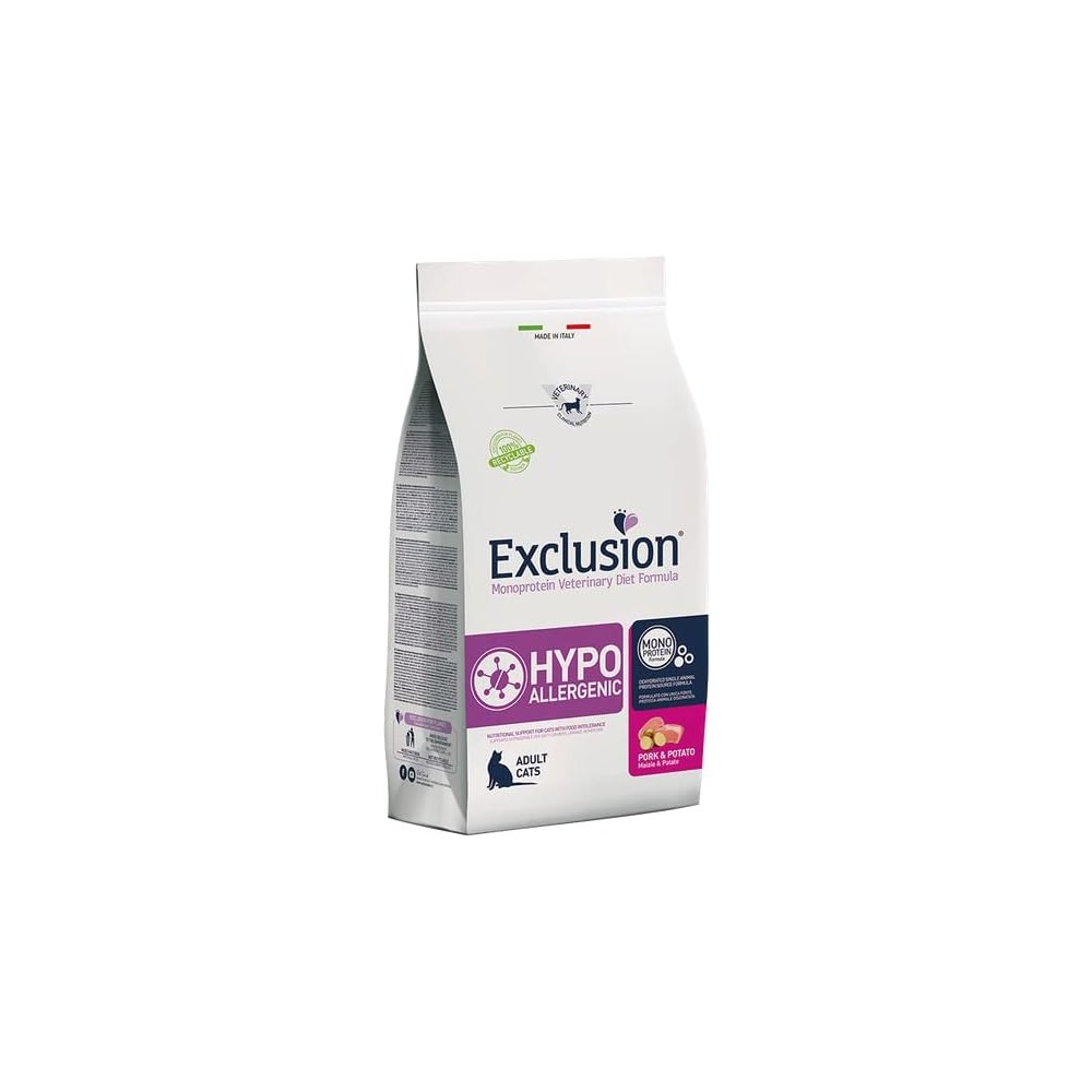 Exclusion Diet  crocchette gatto  Hypoallergenic maiale e patate 1.5 Kg