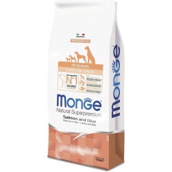 Monge Natural Superpremium All Breeds Puppy & Junior Monoprotein Salmone con Riso 12 kg crocchette cane
