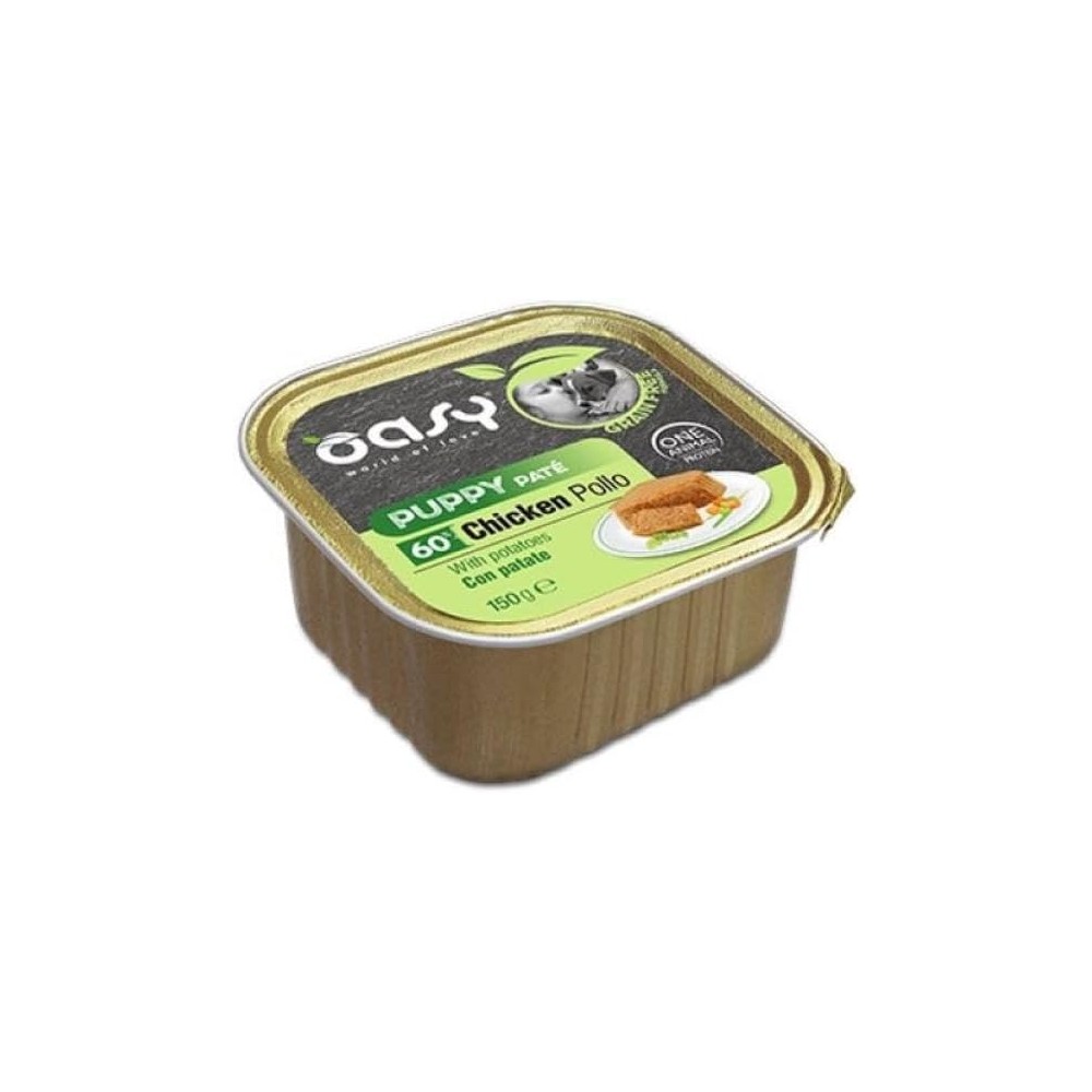 Oasy Dog Grain Free   Puppy Pollo Con Patate 150G  cibo umido per cani