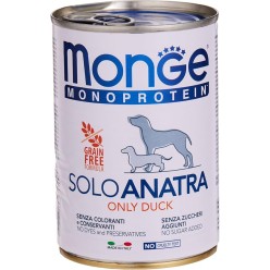 MONGE MONOPROTEICO DOG SOLO ANATRA PATÈ 400 GR CIBO UMIDO