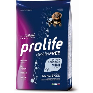 Prolife Crocchette cane Grain free  Sensitive Puppy Sogliola Mini 2Kg