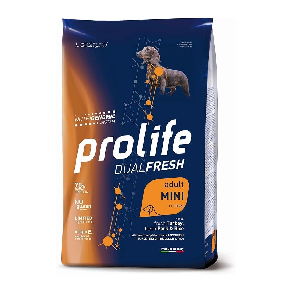 Prolife dualfresh crocchette cane  Tacchino Maiale Mini 2Kg