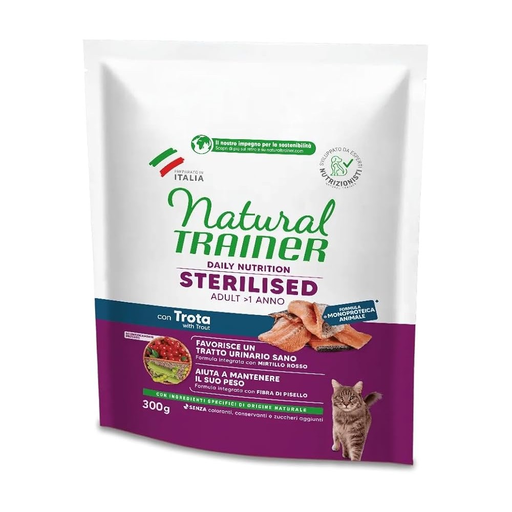 Natural Trainmer crocchette gatto Sterilised 300 Gr Trota