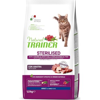 Natural Trainer crocchette gatto Sterilised Anatra 1.5 Kg